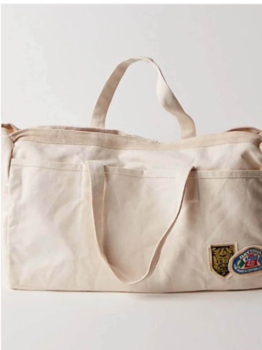 Free People NWT Kiss My Patch Carryall Canvas Tote Shoulder Bag - Picture 3 of 8